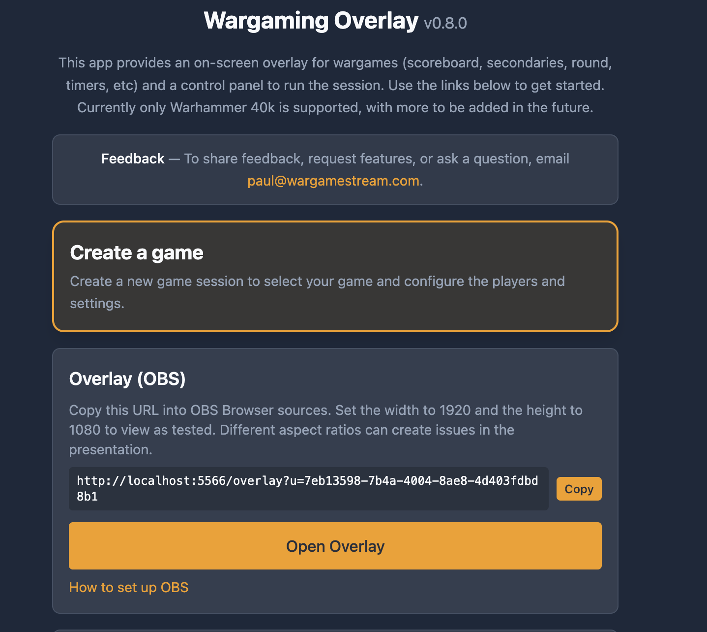 Create a game button in the app