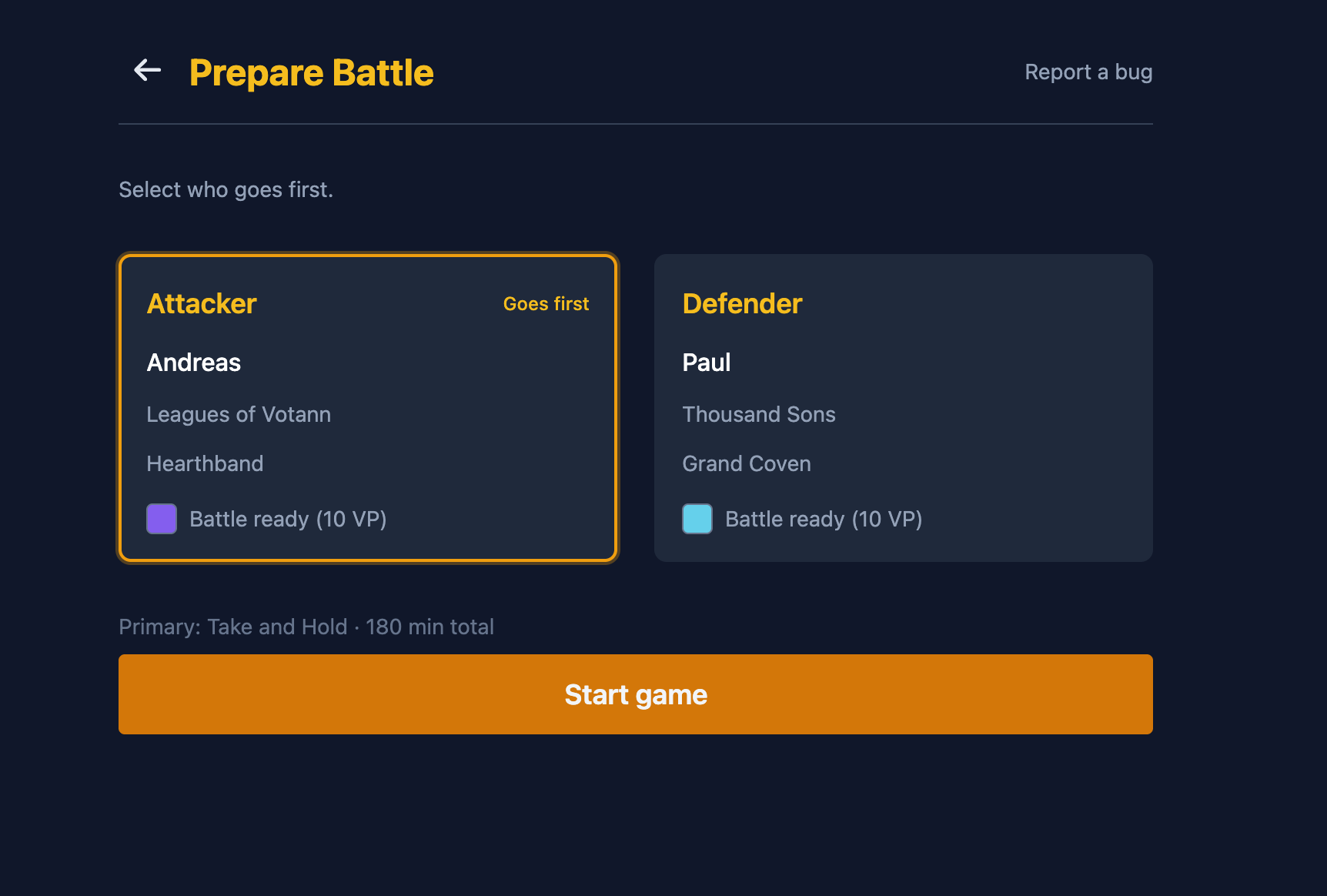 Who goes first selector and corresponding overlay update